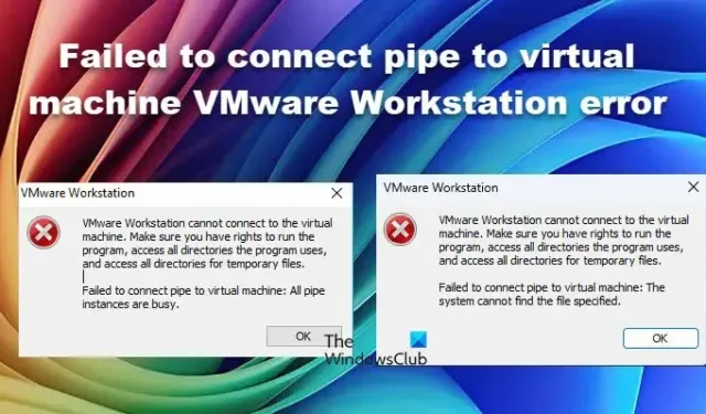 Solução de problemas do VMware Workstation: falha de conexão de pipe com a máquina virtual