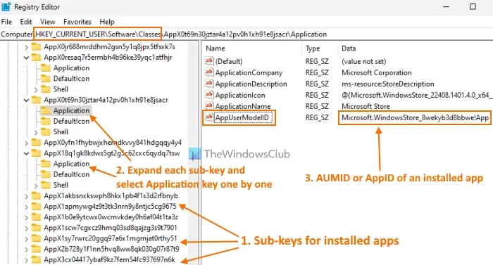 Busque aplicaciones AppUserModelID usando el Registro