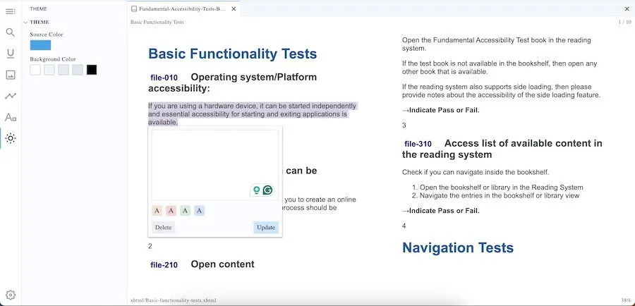 FlowオンラインアプリでePUBをハイライトして注釈を付ける