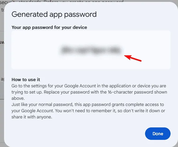 password dell'app generata