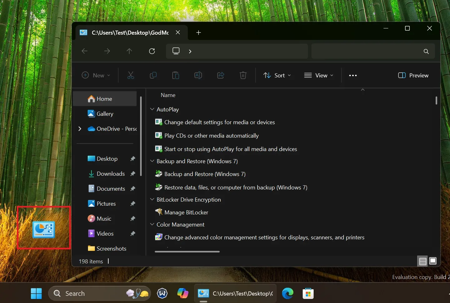 mode dieu en action dans windows 11 24h2