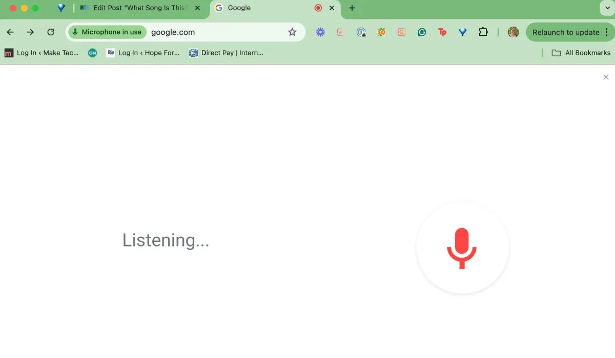 Pesquisa de música do Google Ouvindo