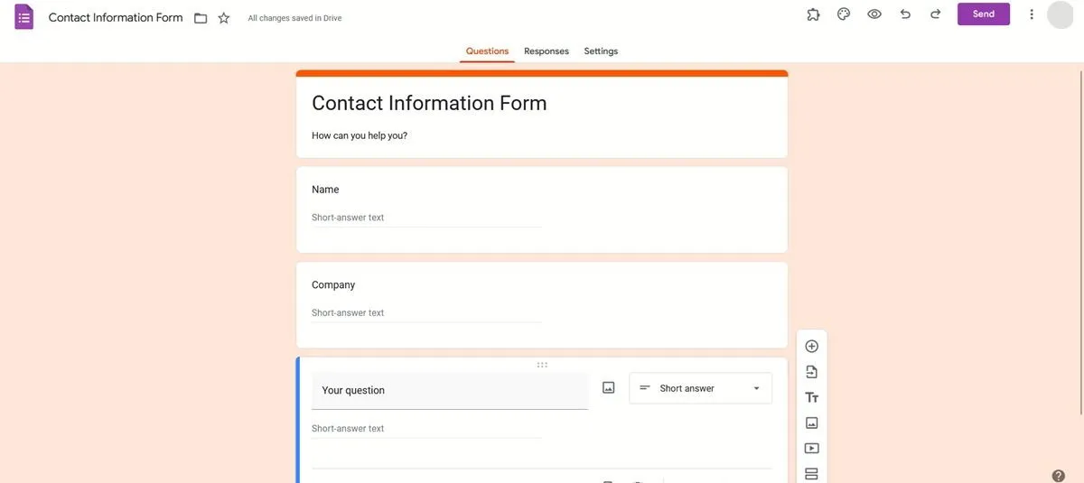 Criando um formulário de informações de contrato no Google Forms do zero.