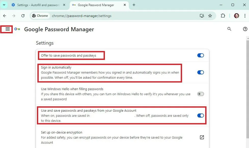 Attiva Password Manager in Chrome.