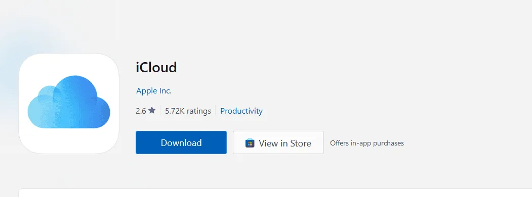 iCloud on Microsoft Store