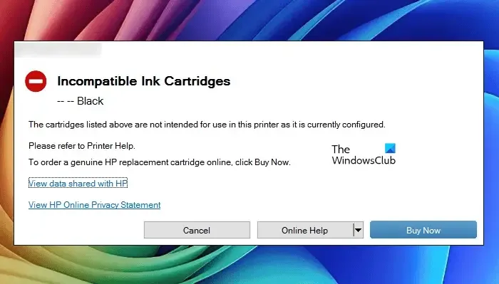 Fout incompatibele inktcartridges HP-printer