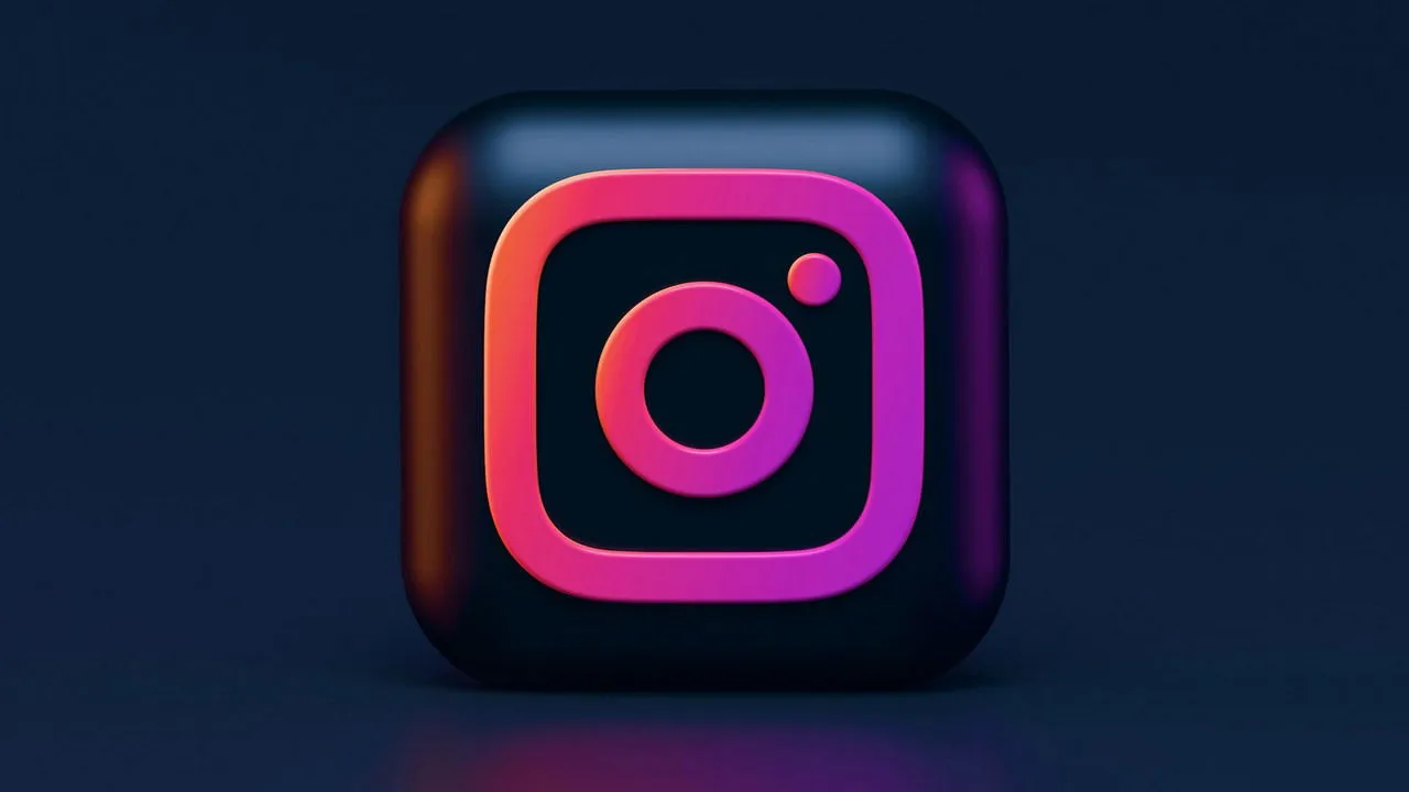 Logotipo animado de Instagram con fondo oscuro