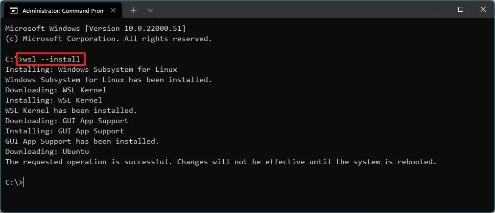 Installazione WSL di Windows 11