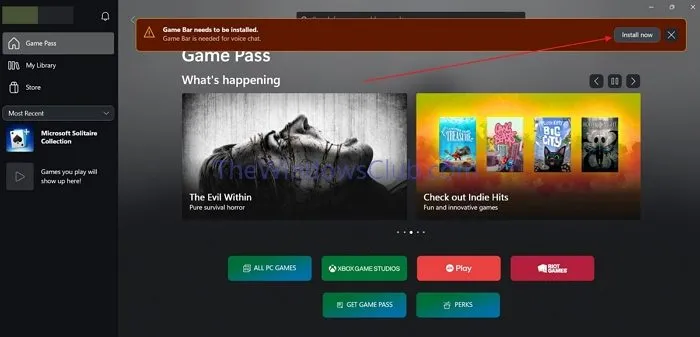 Xbox Gamebar installeren vanuit Xbox-app