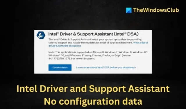 Behebung des Problems „Intel Driver and Support Assistant: Keine Konfigurationsdaten“