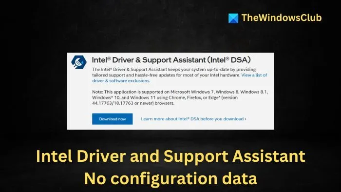 Intel Driver and Support Assistant No configuration data