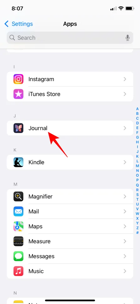 Impostazioni per l'app Journal