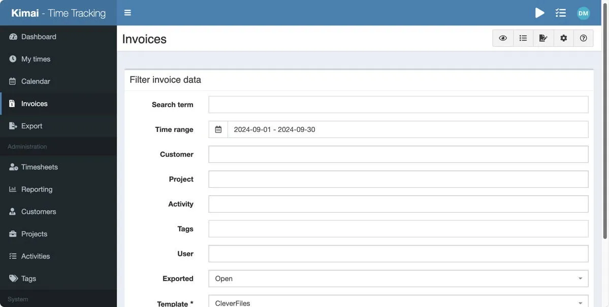 Kimai Invoice Generator