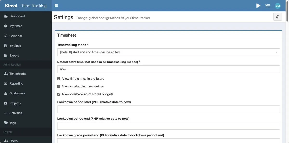 Evaluation Settings Window