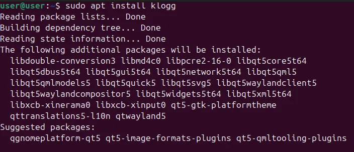 Installing Klogg on Ubuntu.