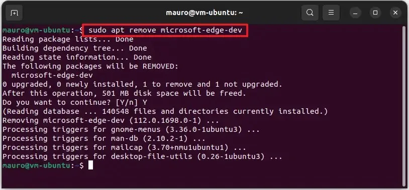 在 Ubuntu Linux 上卸載 Microsoft Edge