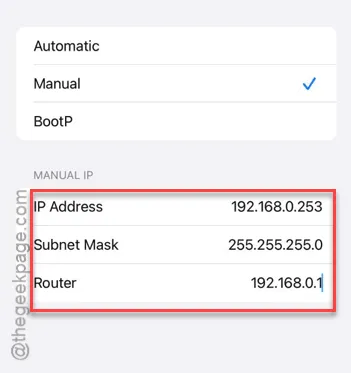 configuración manual de IP mínima