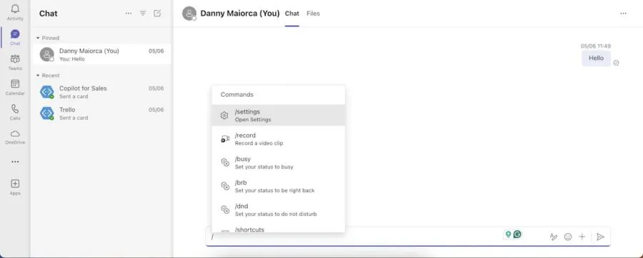 L'interface de l'application Microsoft Teams