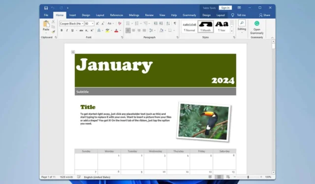 Modelo de calendário 2024 para download no Microsoft Word: guia passo a passo