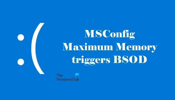 MSConfig 최대 메모리가 BSOD를 발생시킵니다.