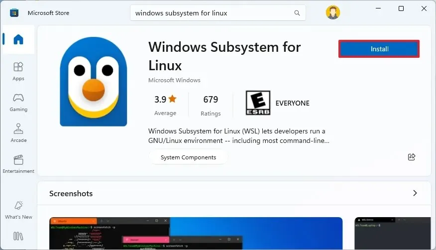 Instalación de WSL en Microsoft Store