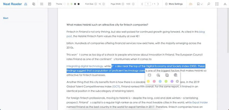 Neat Reader Online ePUBのWebアプリ