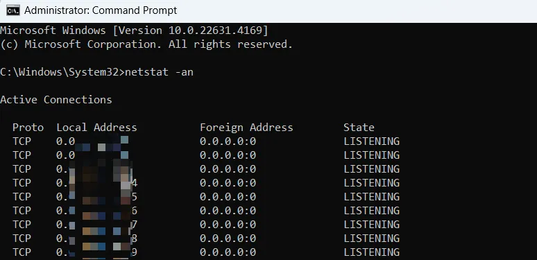 Netstat - un comando che mostra la connessione corrente