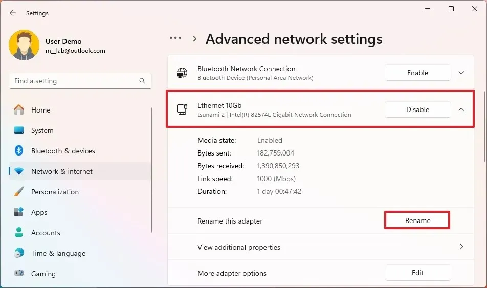 Rename network adapter