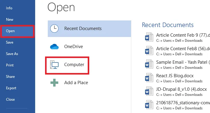 Busque el archivo PDF en su computadora y ábralo en Microsoft Word.