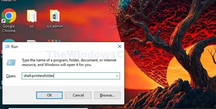 Open Printers folder From Run Dialogue Box