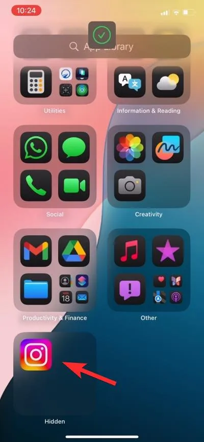 Cartella nascosta aperta in iOS 18