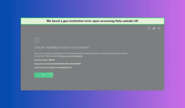 Méthodes simples pour résoudre le code d’erreur Hulu P-Edu122