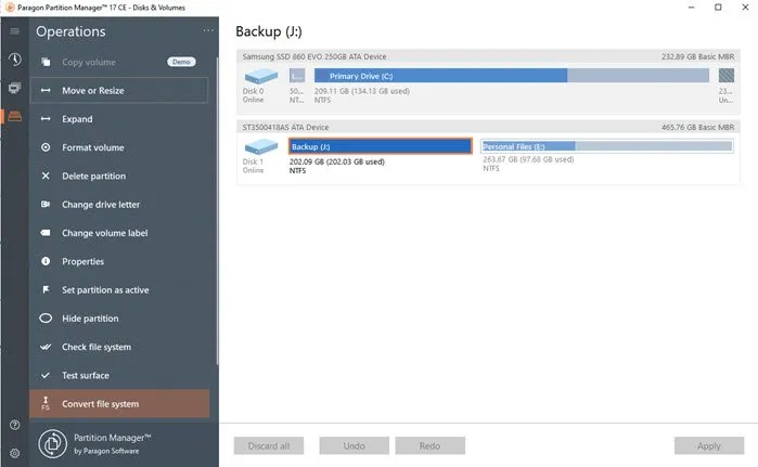 Paragon Partition Manager Edición comunitaria