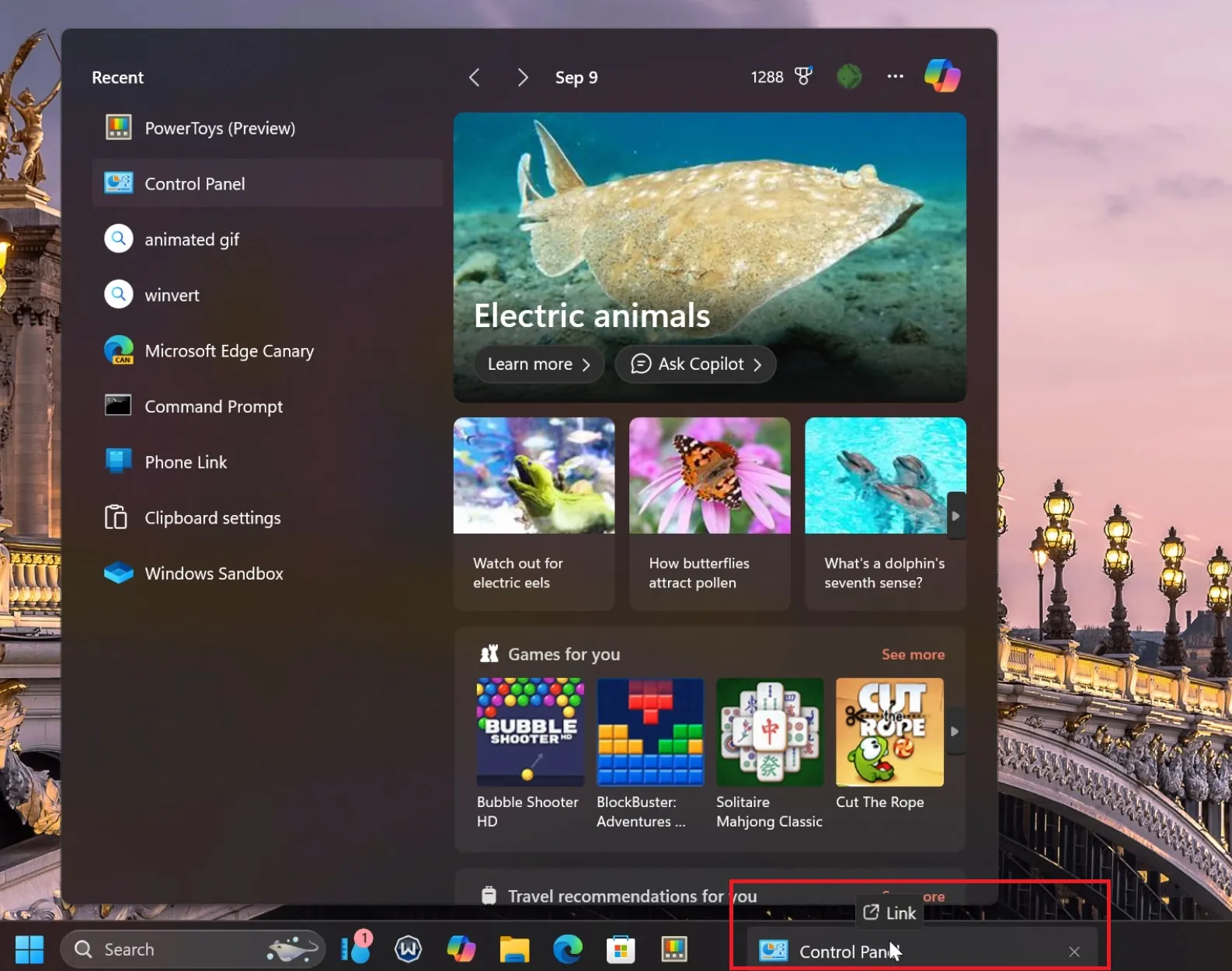 apps van de zoekinterface vastmaken aan de taakbalk in Windows 11