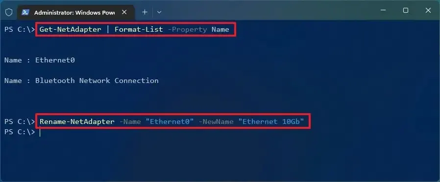 PowerShell renommer l'adaptateur réseau