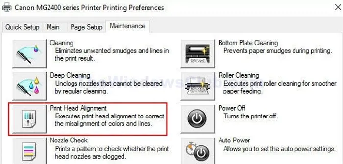 Printer Head Alignment Option