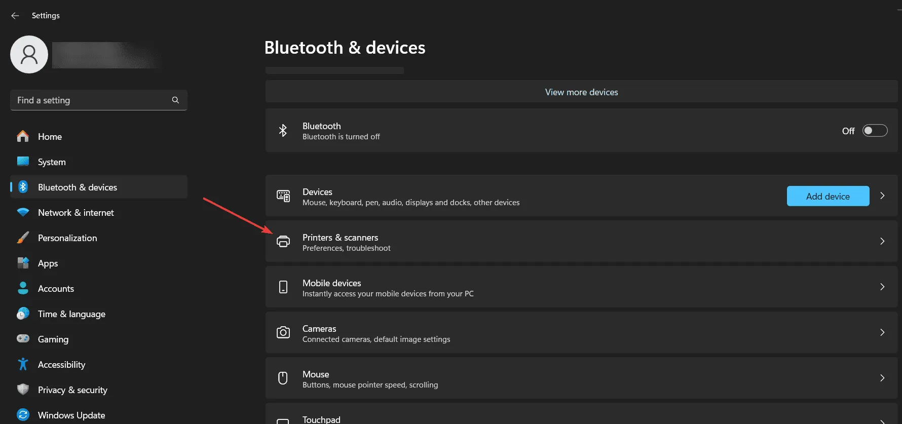 Printers and Scanners Settings