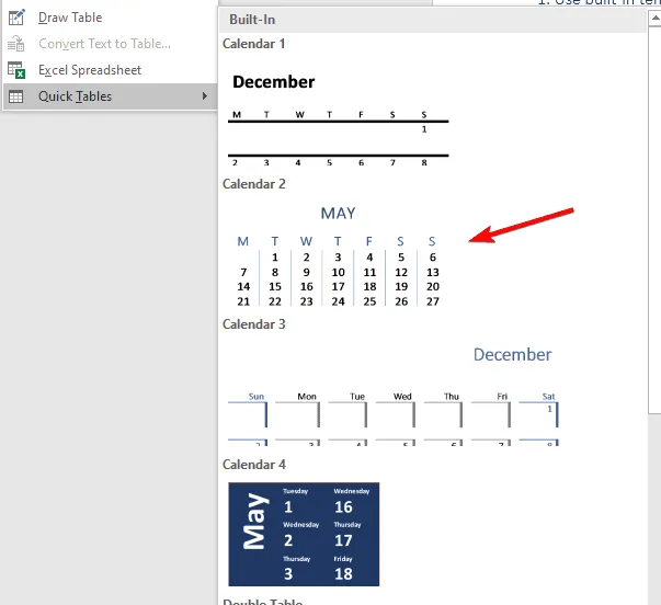 schneller Tabellenkalender