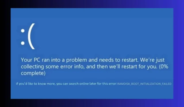 Napraw błąd RAMDISK_BOOT_INITIALIZATION_FAILED Niebieski ekran śmierci (BSoD)