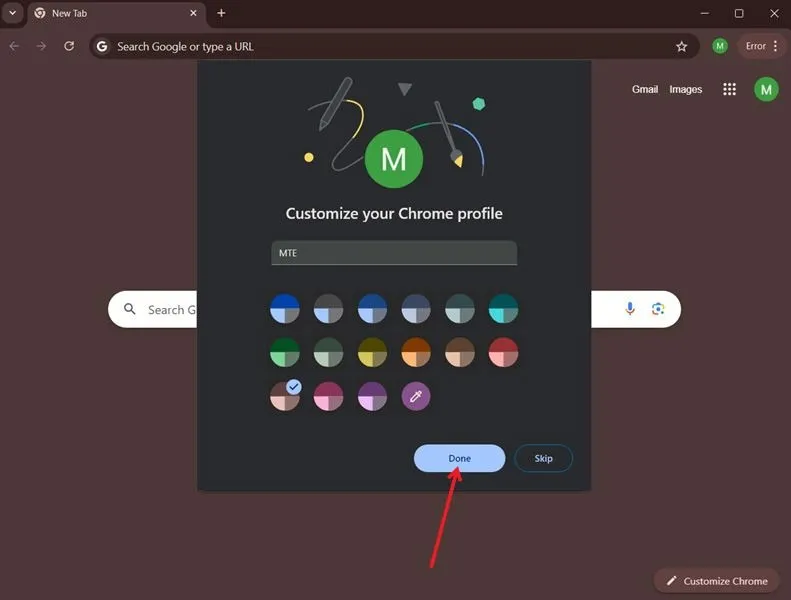 Chrome ブラウザで新しいプロファイルをカスタマイズします。