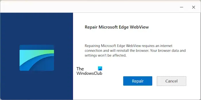 Microsoft Edge WebView2 を修復する