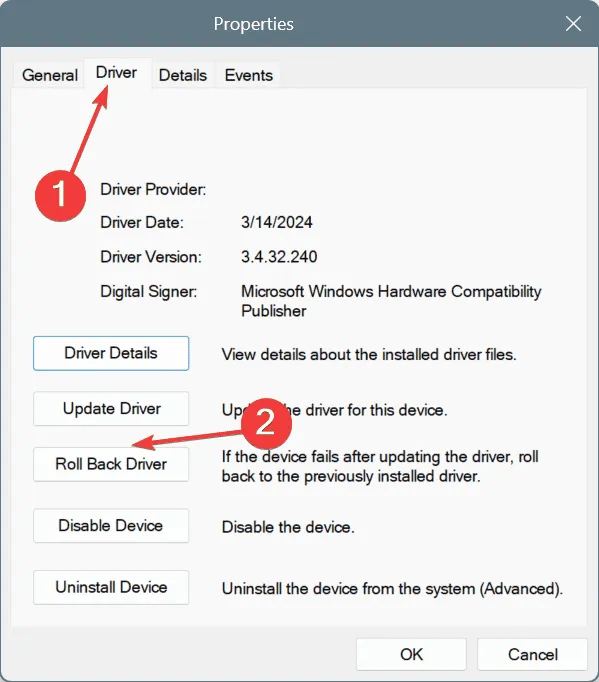 回滾驅動程式以修復 DRIVER_USED_EXCESSIVE_PTES