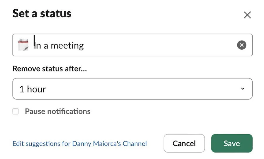 salve seu status após personalizá-lo no slack