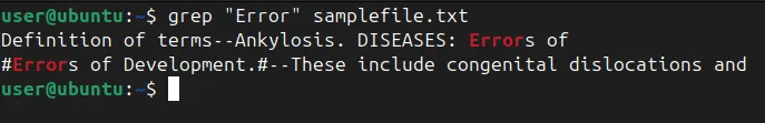 Searching through grep command within specified file.