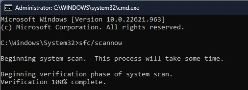 SFCSCANNOW CMD ERROR_FSFILTER_OP_COMPLETED_SUCCESSFULLY