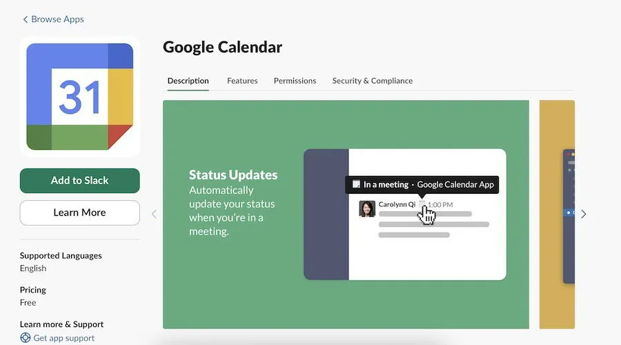 ajouter Slack à Google Agenda