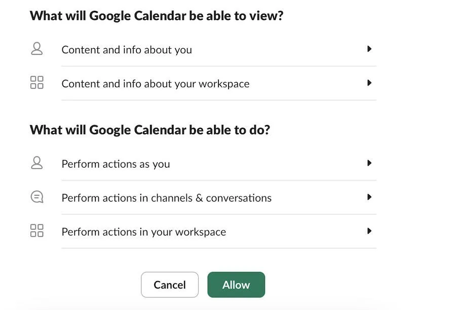 타사 도구를 통합할 때 Slack 앱에 대한 액세스 허용