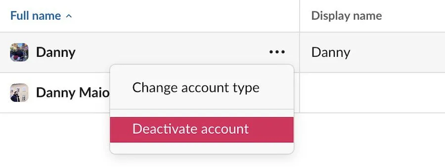 Deaktivieren eines Kontos in Slack