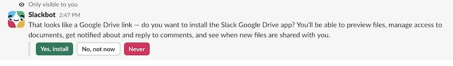 在 Slack 上安裝 google 驅動器