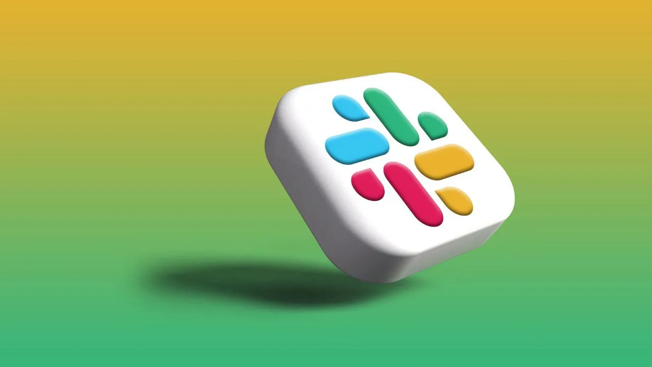 O logotipo do Slack em um fundo verde e branco